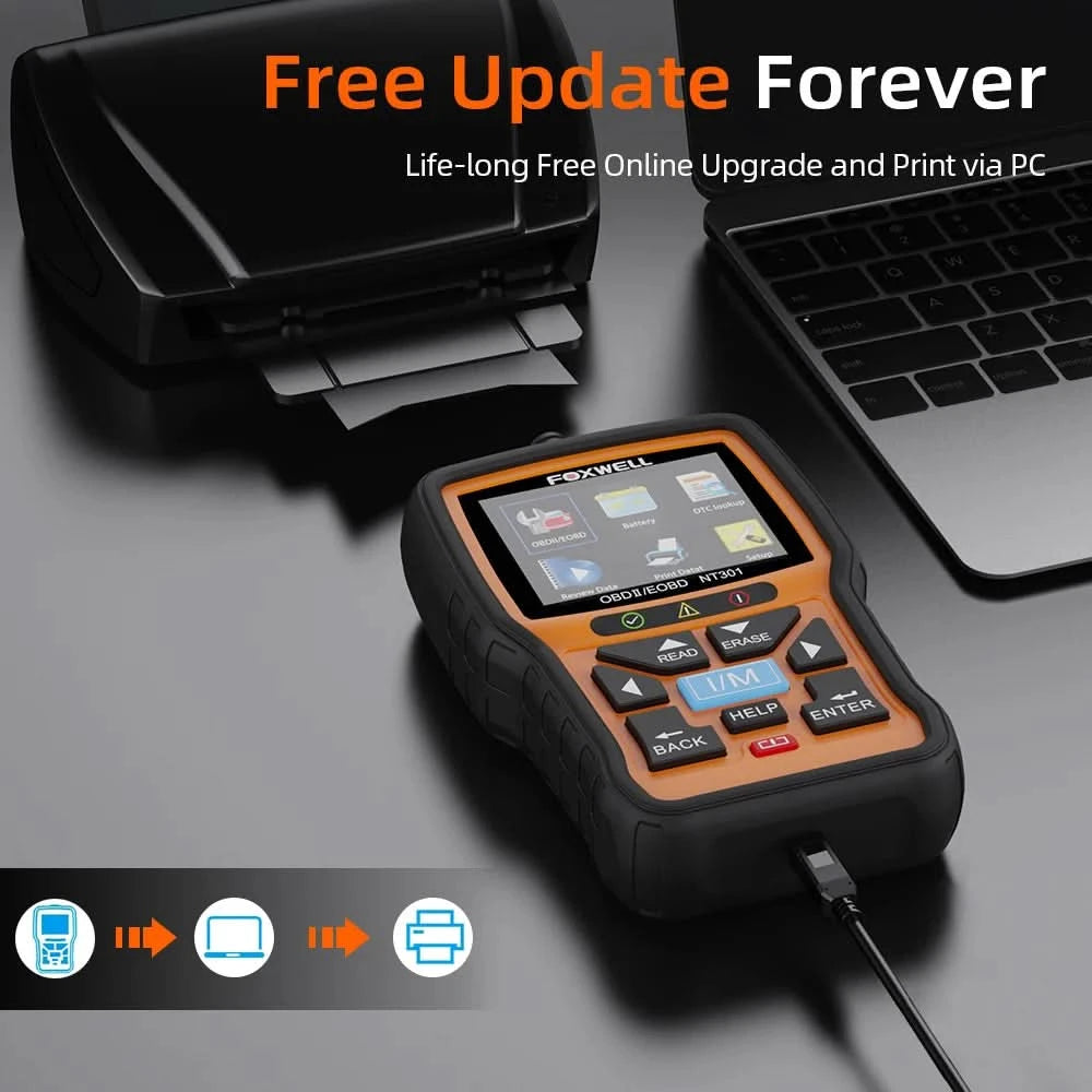 FOXWELL NT301 OBD2 Scanner Motorkontrollleuchte Code-Lesegerät Professioneller ODB2 OBD2 Fahrzeugdiagnosescanner Auto-Diagnosetools PK ELM327