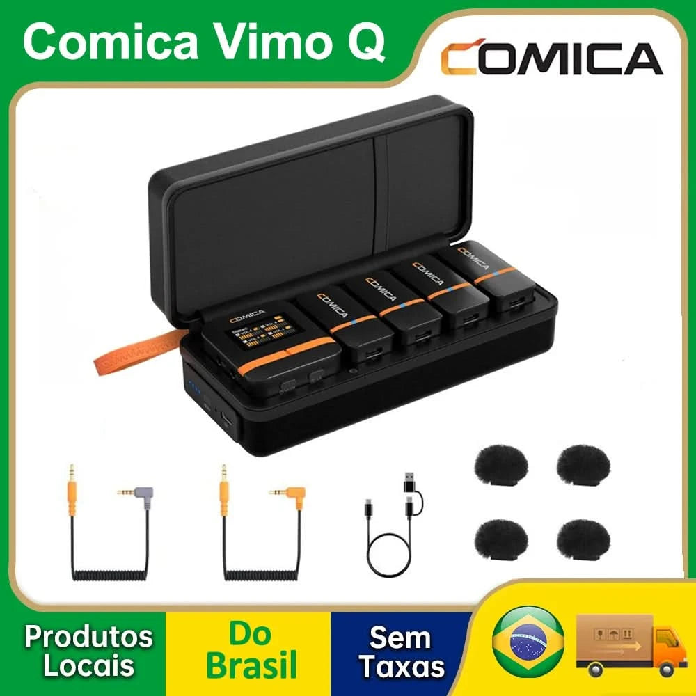 【Do Brasil】COMICA Vimo Q Wireless Lavalier Microphone System Noise Cancellation Lav Mic for Camera, iPhone, Android, PC, etc