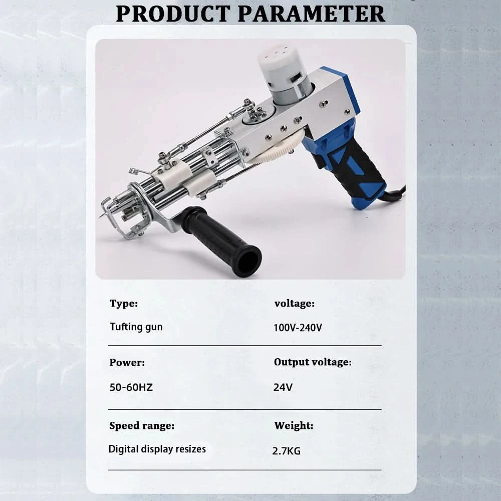 2-in-1-Tufting-Gun-Set, elektrische Tufting-Pistole, 7–21 mm Tufting-Pistole, mit Wollgarn und Tufting-Gewebe, Trimmer für Anfänger
