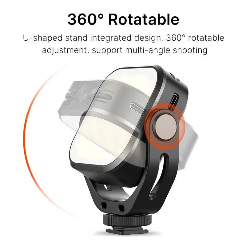 Ulanzi VIJIM VL66 3200k-6500k Vlog Fülllicht 360° drehbares LED-Videolicht mit erweiterter Kaltschuhhalterung 2000mAh Akku mit Lichtstativ