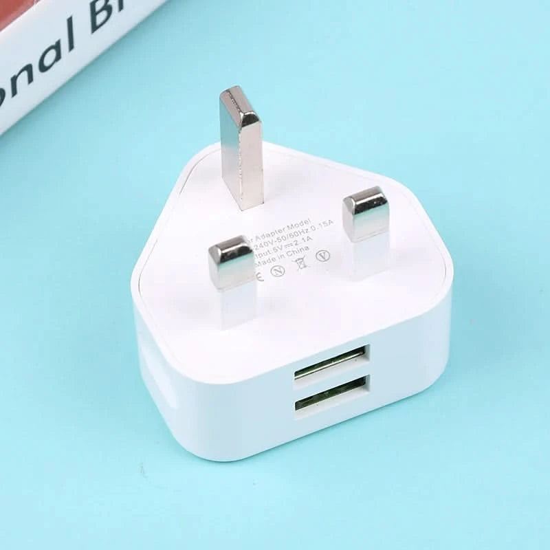 HUAHUA2025 NEU 1 Stk. Dual Port Schnellladegerät 5 V/2,1 A, UK 3-Pol Wandadapter für Telefone & Tablets, Multi-Geräte USB Lade-Hub