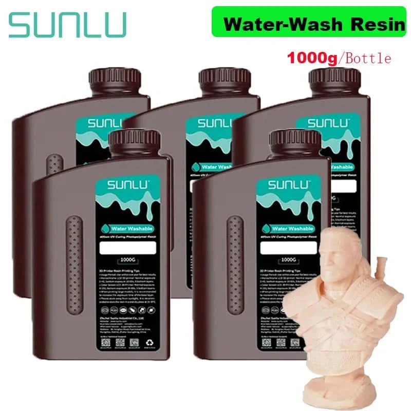 SUNLU 5KG ABS-Like/ Standard / Water-Wash/ 14K High Precision Resin 405nm Rapid UV-Curing Photopolymer Resin 1KG/Bottle