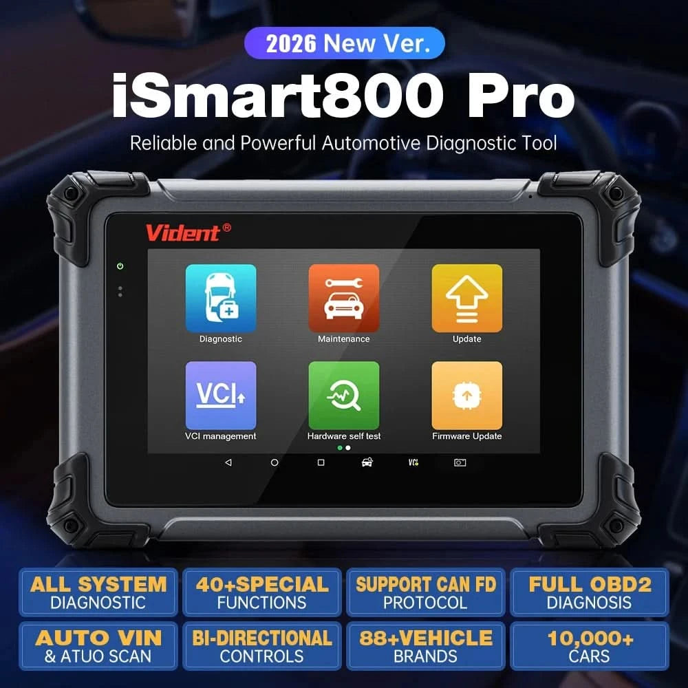 VIDENT iSmart800 Pro OBD2 Scanner, vollständiges System, Fahrzeugdiagnosetool, Schlüsselprogrammierung, bidirektionale Steuerung, über 40 Reset-Funktionen, CAN FD & DoIP