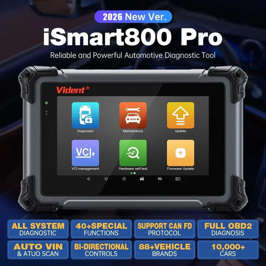 VIDENT iSmart800 Pro OBD2 Scanner Full System Car Diagnostic Tool Key Programming Bi-Directional Control 40+ Reset CAN FD& DoIP