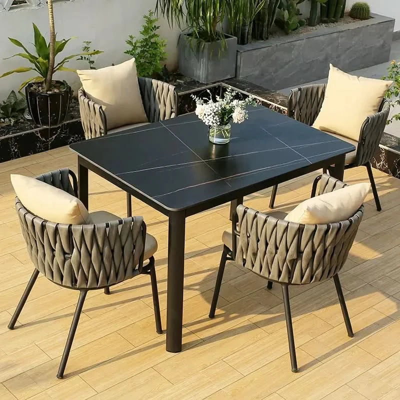Home Furniture 120cm Rock Plate Dining Table Leisure Rectangular Table Kitchen Dining Table Light Luxury Apartment Table
