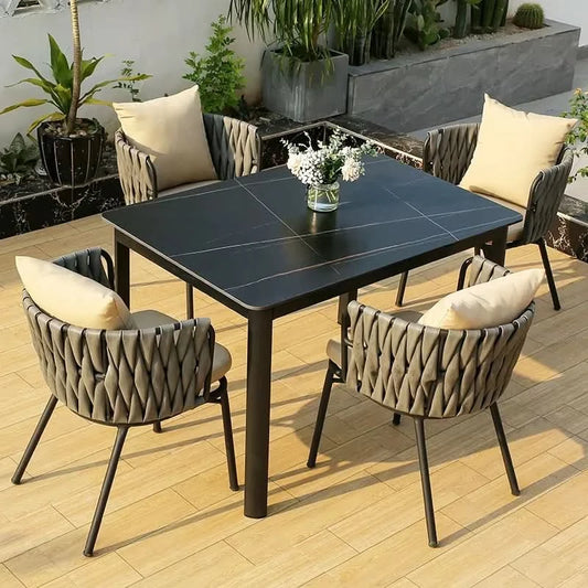 Home Furniture 120cm Rock Plate Dining Table Leisure Rectangular Table Kitchen Dining Table Light Luxury Apartment Table