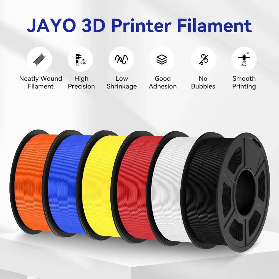 JAYO PLA Filament 1.75MM 5Rolls 3D Printer Filament PLA 100% No Bubble for FDM Coloful 3D Printing Material DIY Gift