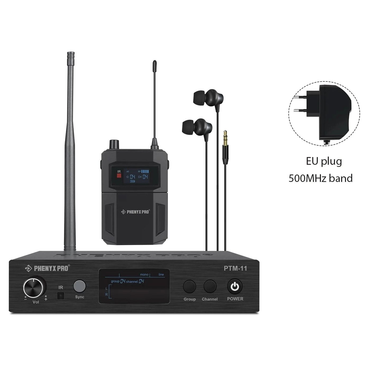 UHF Mono Wireless In-Ear Monitor System w/1 Loop Output,Separate Outputs Suitable for Band and Studio Phenyx Pro PTM-11