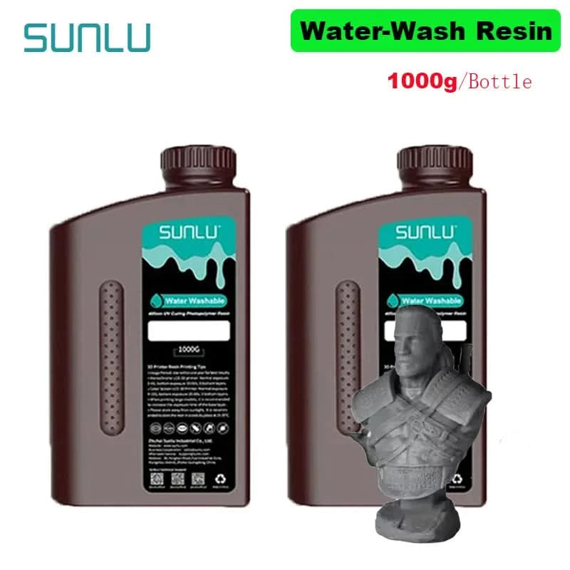 SUNLU 2KG Wasserwaschbares / Wasserwaschbares ABS-Harz Harz 1000G/Flasche 405nm Schnelles UV-härtendes Photopolymerharz für LCD-3D-Druck