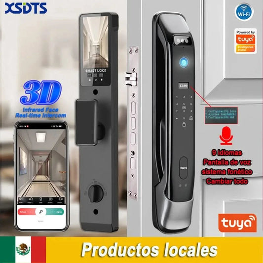 XSDTS Wifi facial Electronic lock biometrics Fingerprint Smart Door Lock Password 3D face recognition Camera Electronic Lock