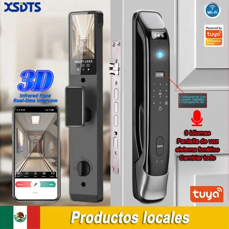 XSDTS Wifi facial Electronic lock biometrics Fingerprint Smart Door Lock Password 3D face recognition Camera Electronic Lock