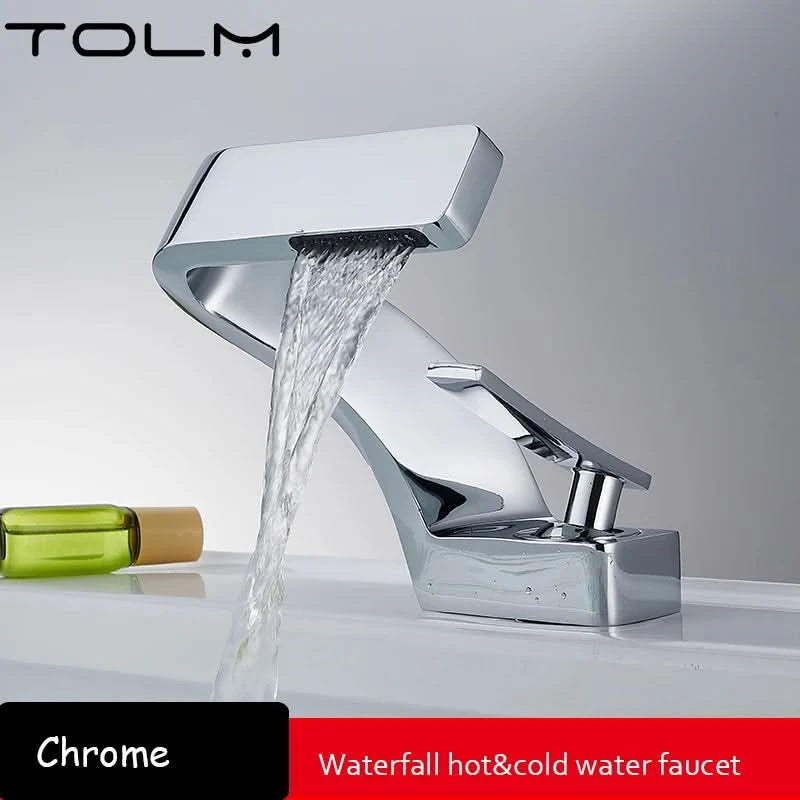 TOLM Messing Schwarz Gold Waschtischarmatur Badezimmer Waschbeckenarmaturen Warm Kalt Wasserhahn Mischer Deck Montiert Einhebel Loch Bad Küche