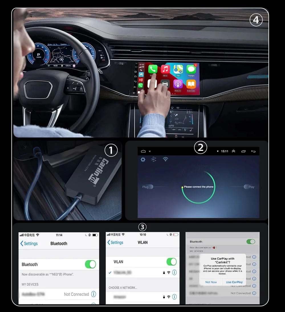 Wireless CarPlay Dongle für Android Auto Wireless Android Auto Carlinkit Car Play iOS Mirror Screen Mirrorlink USB Adapter CCPA