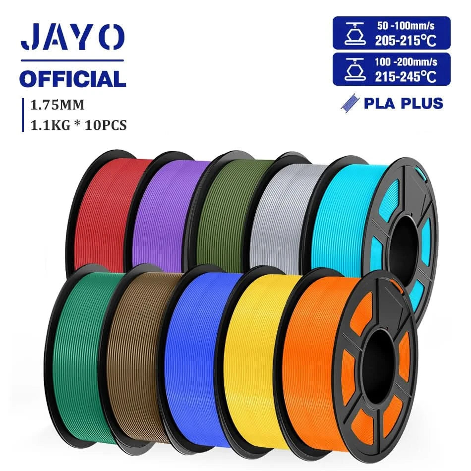 JAYO 3D Filament 1.75mm PLA / PLA Plus / PLA Meta/ Seiden-PLA+/PLA Matt 3D-Drucker-Filament 1.1KG Für FDM Multicolor Set 10 Rollen