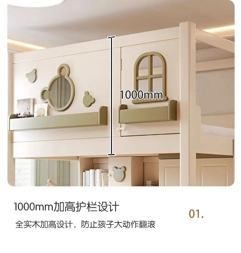 Solid wood upper and lower high and low bunk beds Double bed 2 people bunk beds for kids bed with mattress bedroom furniture