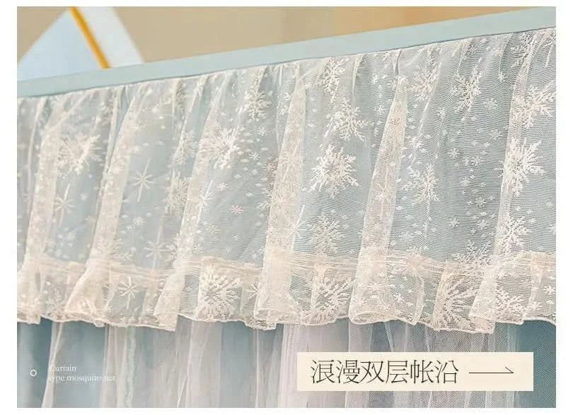 Four Season Bed Curtain Canopy for Girl Room Palace Mosquito Net with Frame Romantic Shading Three-door Bedcover Decor