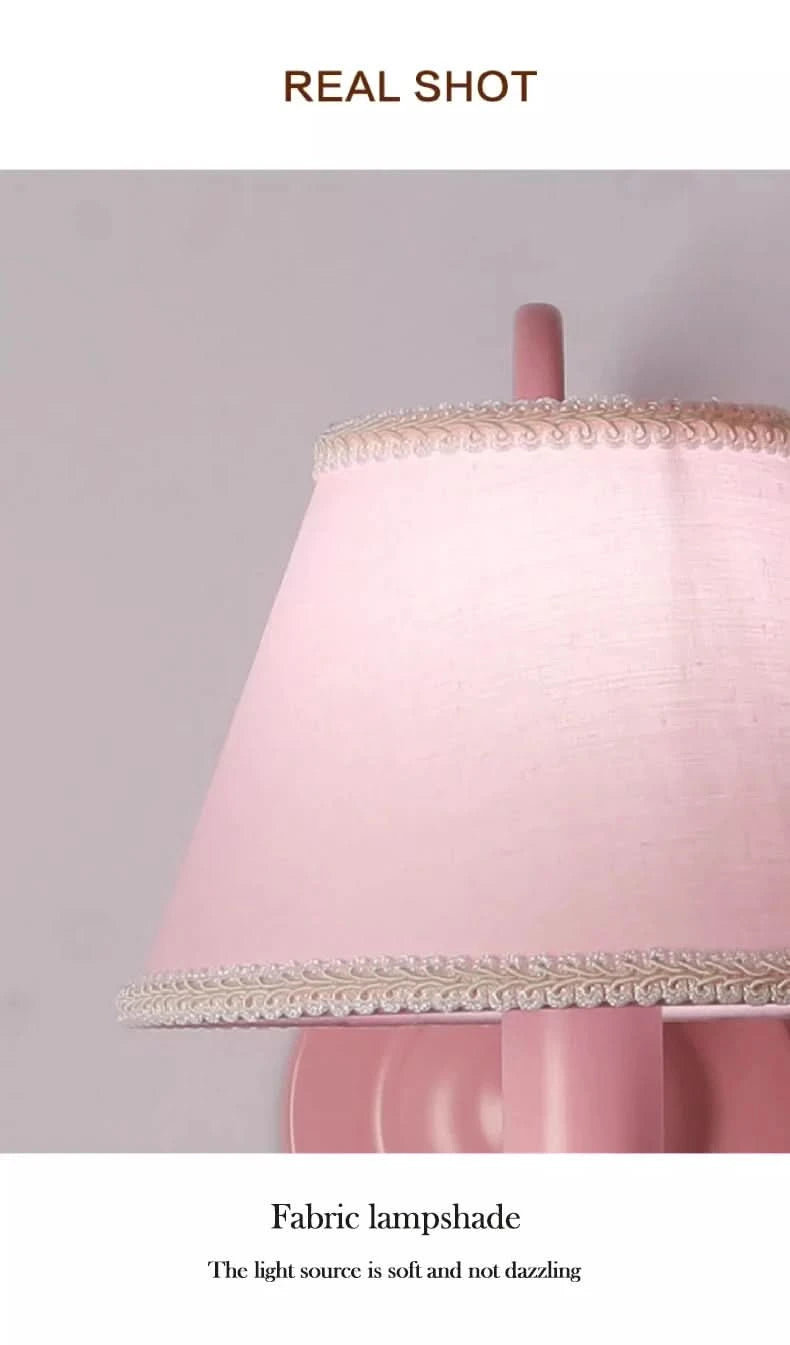 Pink Princess Room Wall Lamps Cute Bow Decor Lamp Modern Romantic Warm Children's Room Girl Bedroom Bedside Wall Hanging Lights