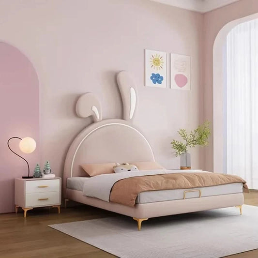 Children Room Bed Good Quality Rabbit Beds for Children Fabric Bed Simple Modern Soft Pack Bed Single Bed Bed for Girls