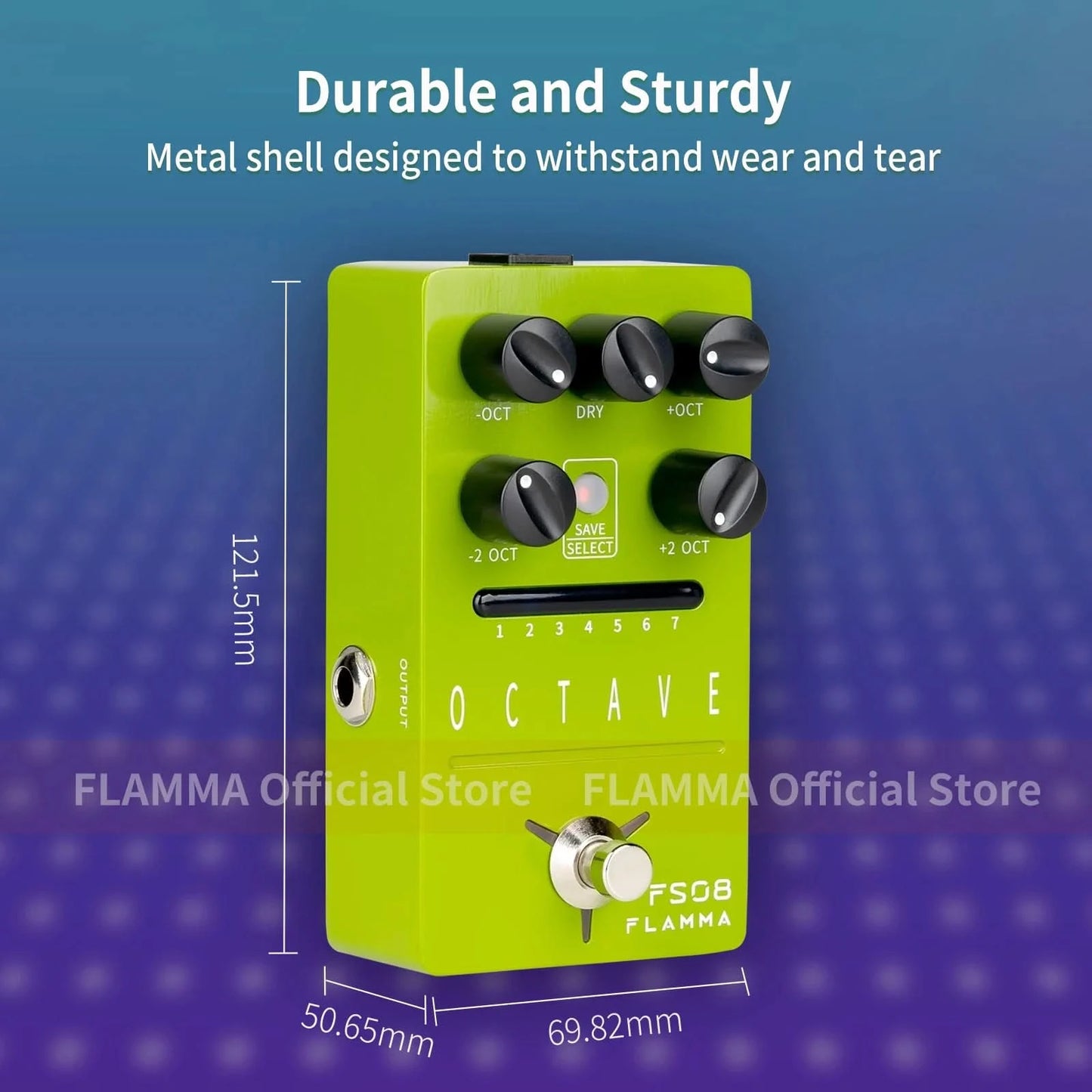 FLAMMA FS08 Guitar Octave Effects Pedal polyphonic octave effects 7 Preset Slots Individual control for Dry signal