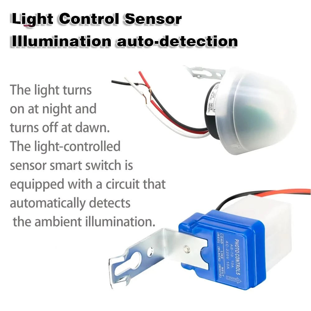 Automatischer Ein-/Aus-Lichtschalter für Straßenlaternen mit Fotozelle DC 24V AC 110V 220V 50-60Hz 10A Lichtsensor-Schalter