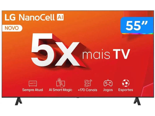 Smart TV 55 "4K LCD LED NanoCel LG 55NANO80TSA AI Processor Wi-Fi and Bluetooth 3 HDMI 2 USB