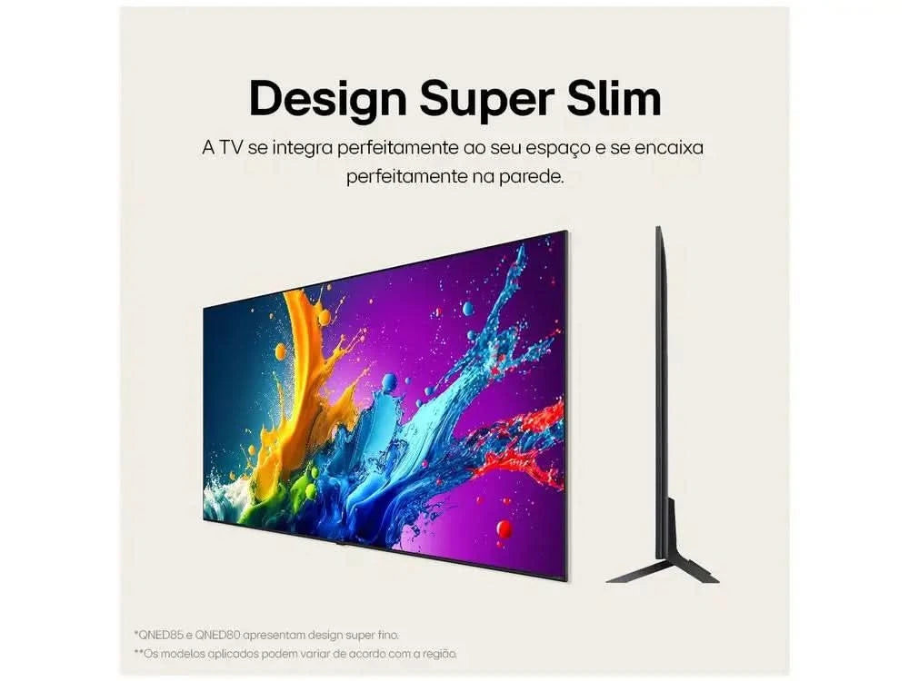 Smart TV 65 "4K QNED LG 65QNED80TSA WebOS 24 Processor α5 Ger7 Wi-Fi Bluetooth with Alexa Chromecast 3 HDMI 2 USB