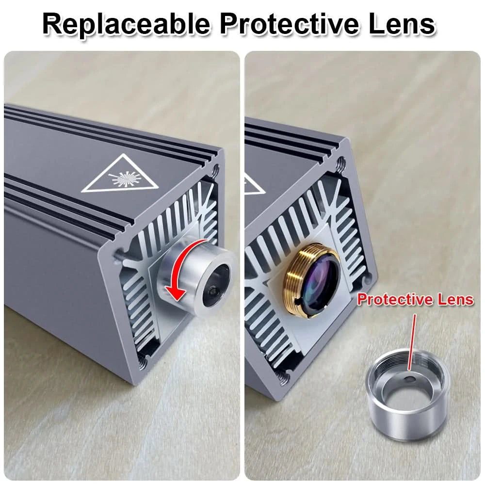 LASER TREE 10W TTL Air Assist Blue Laser Module, High Precision CNC Engraver for Wood/MDF/Black Acrylic Wood Tools