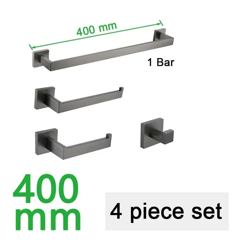 Gunmetal Stainless Steel Bathroom Accessorie Hardware Towel Rack,Toilet Paper Holder, Robe Hook, Towel Bar