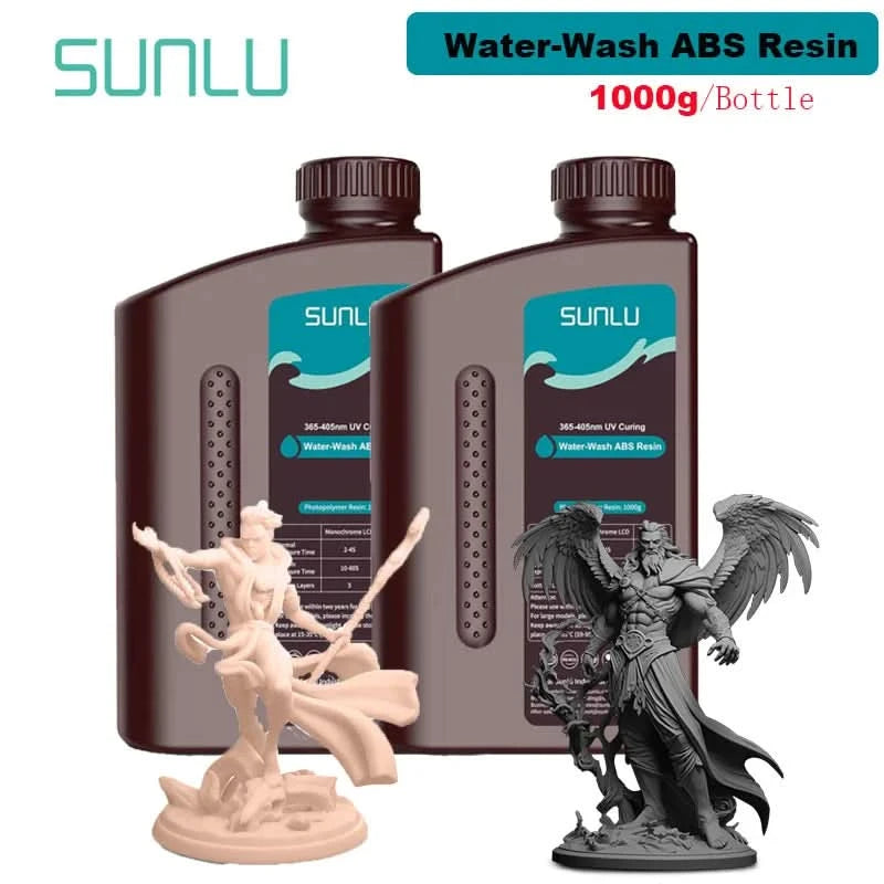 SUNLU 2KG Wasserwaschbares / Wasserwaschbares ABS-Harz Harz 1000G/Flasche 405nm Schnelles UV-härtendes Photopolymerharz für LCD-3D-Druck