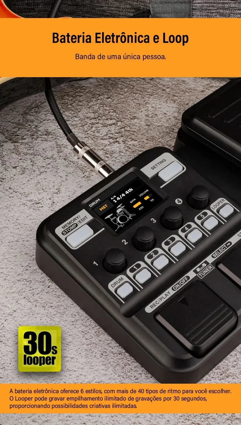 KOKKO KMF-1 Guitar Pedal Synthesized Effect 18 Amp Models IR 512 Dot Sampling Drum Machine and Loop Function Guitar Accessories