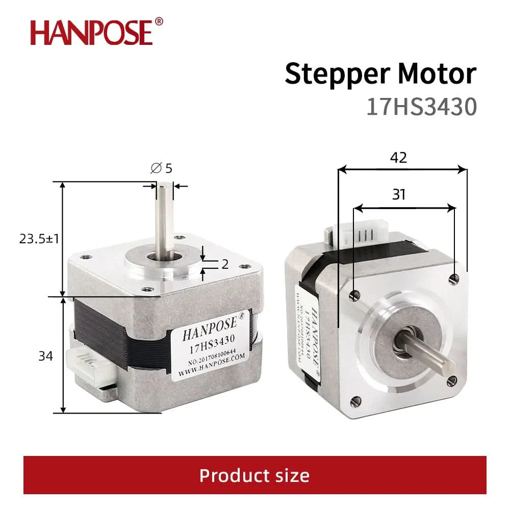 HANPOSE Nema17 Schrittmotor, Drehmoment 78 oz-in (52 N-cm), Strom 1,8 A. Modelle 17HS8401 17HS 2408 17HS3401S 17HS4401S 17HS6401S