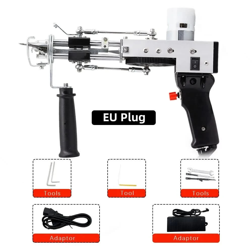 2-in-1-Tufting-Gun-Set, elektrische Tufting-Pistole, 7–21 mm Tufting-Pistole, mit Wollgarn und Tufting-Gewebe, Trimmer für Anfänger
