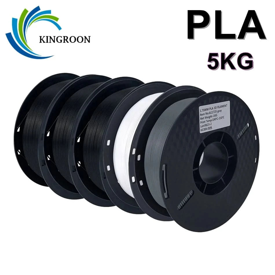 5KG PLA Filament 1.75mm Schwarz Weiß Grau Hohe Zähigkeit 3D-Drucker Material 5 Rollen Lokale Lieferung