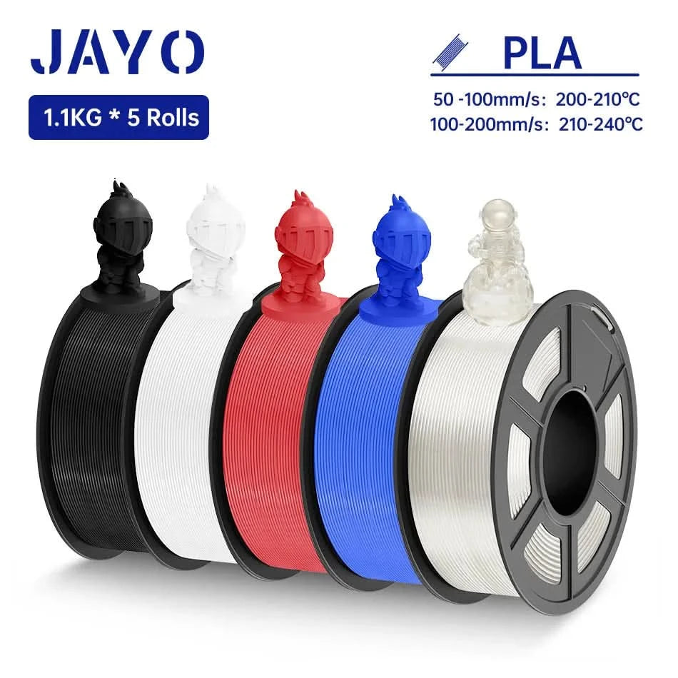 JAYO PLA Filament 1.75MM 5Rolls 3D Printer Filament PLA 100% No Bubble for FDM Coloful 3D Printing Material DIY Gift