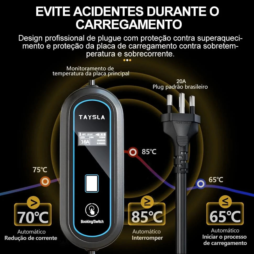 TAYSLA Type 2 Portable Electric Vehicle Charger 3.5KW Brazilian Electric Vehicle Charging Cable Plug