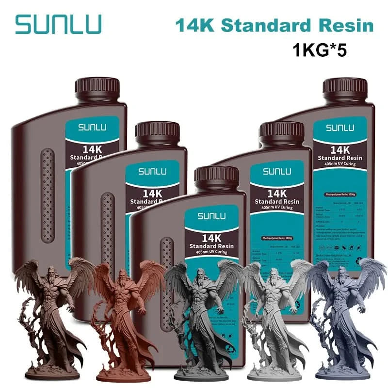 SUNLU 5KG ABS-Like/ Standard / Water-Wash/ 14K High Precision Resin 405nm Rapid UV-Curing Photopolymer Resin 1KG/Bottle