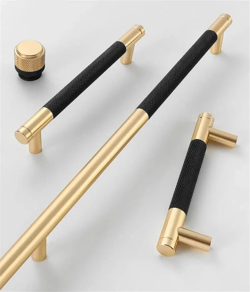 KK&FING Aluminium Knurled Handle Furniture Gold Cabinet Knobs Long Handles Kitchen Cupboard Drawer Knobs Dold Knobs And Pulls