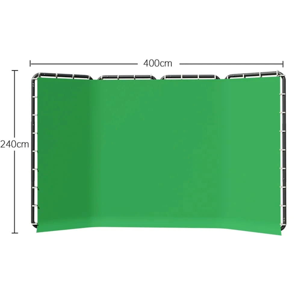 2.4x2.4m Hintergrundrahmen Schwarz/Weiß/Grün/Grau Bildschirmwand Faltbar für Tiktok Live Fotostudio Kit Chromakey Greenscreen-Rahmen