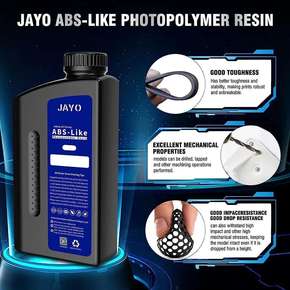 JAYO UV-Harz ABS-ähnlich/Standard/Pflanzlich/Nylon-ähnlich/Wasserwaschbar 1KG 405nm Flüssiges Rapid UV-Härtung für LCD 3D-Druckmaterial