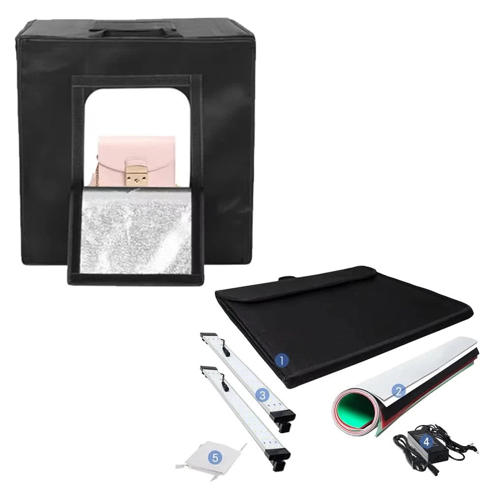 Fotolichtstudio Softboxen Tragbar Faltbar Dimmbar Fotografie Tisch Shooting Zelt Kit mit 3 Stück Hintergrundplatten