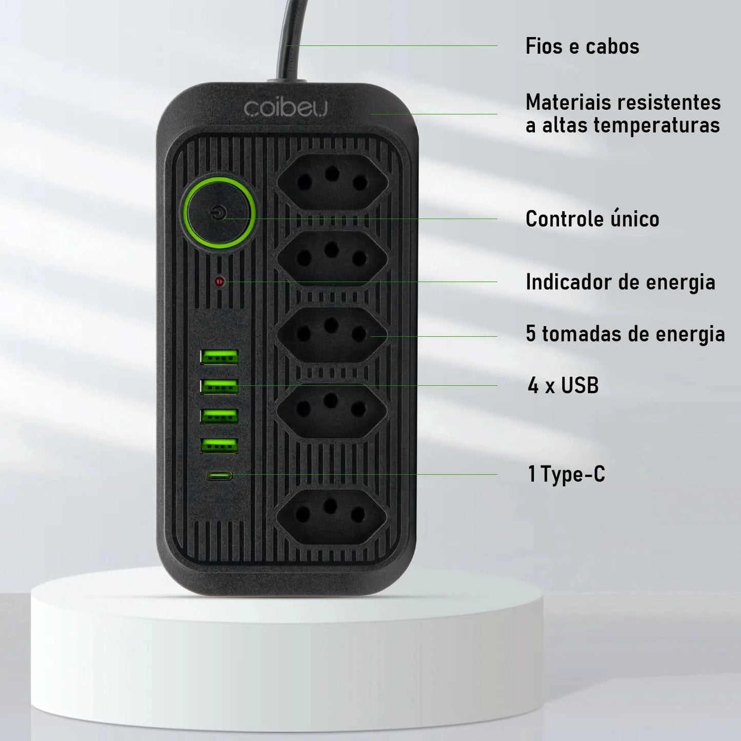 Mehrfachsteckdose, Steckdosenleiste, USB-Steckdose, Steckdosenleiste mit Filter, Steckdosenleiste, Verlängerungskabel, 110-220V, 10A