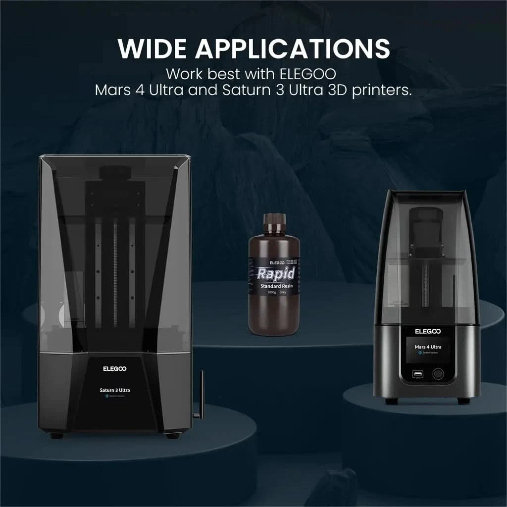 ELEGOO 3D Printer Rapid Resin LCD UV-Curing Resin 405nm Standard Photopolymer Resin for LCD 3D Printing 1000g Grey