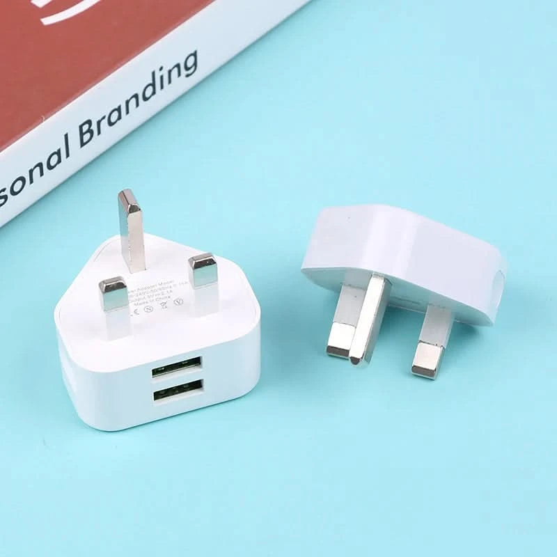 HUAHUA2025 NEU 1 Stk. Dual Port Schnellladegerät 5 V/2,1 A, UK 3-Pol Wandadapter für Telefone & Tablets, Multi-Geräte USB Lade-Hub