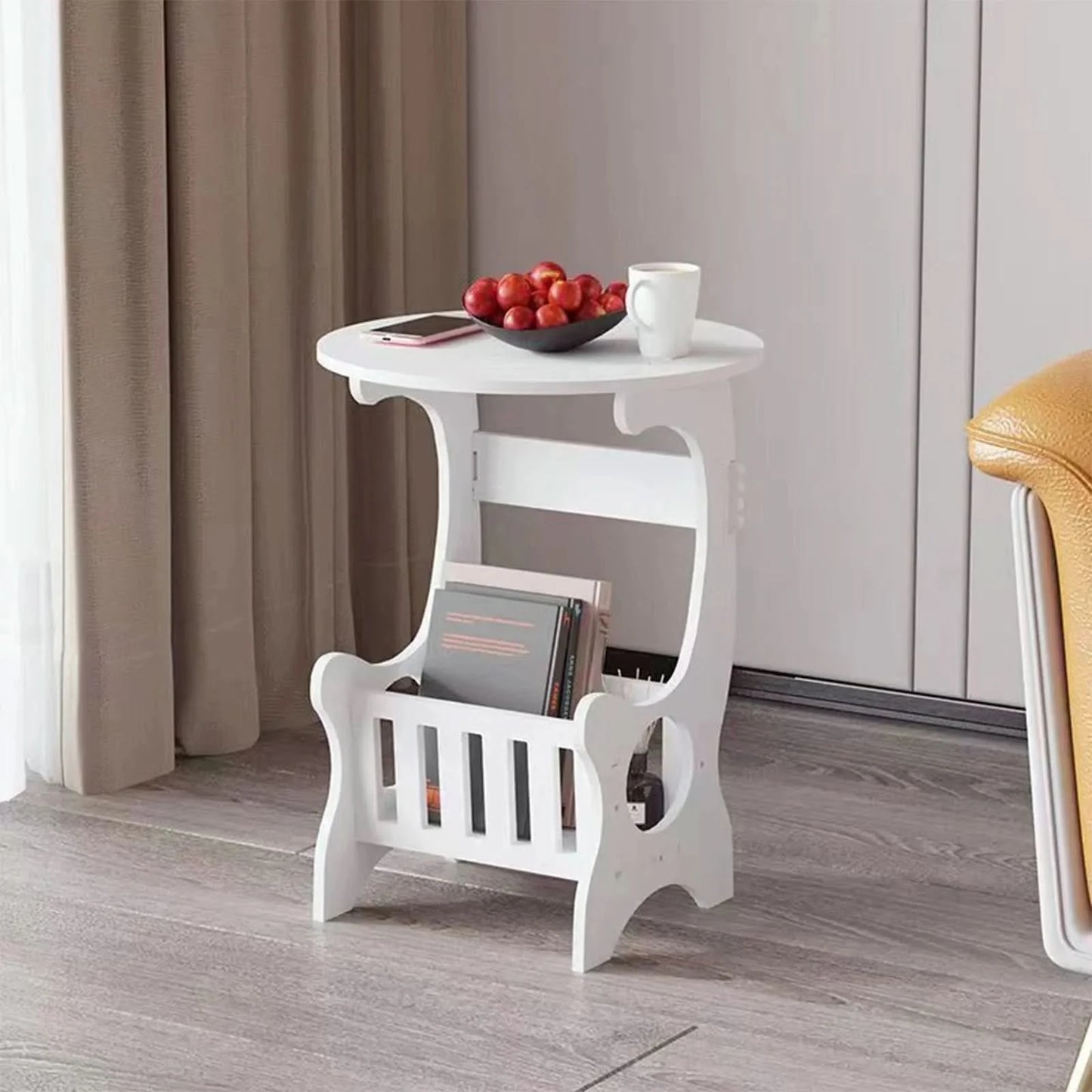 Creative Wooden Bedside Table Small Apartments Bedhead Cabinet Household Bedroom Nightstands Living Room Solid Color Round Table