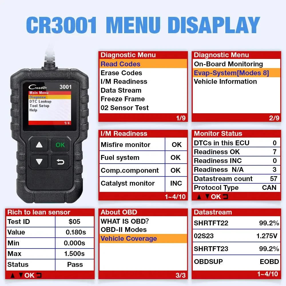 LAUNCH X431 CR3001 OBD2 Scanner Automotive Auto Full OBD2 Diagnosegerät Codeleser Scanner Kostenloses Update PK ELM 327