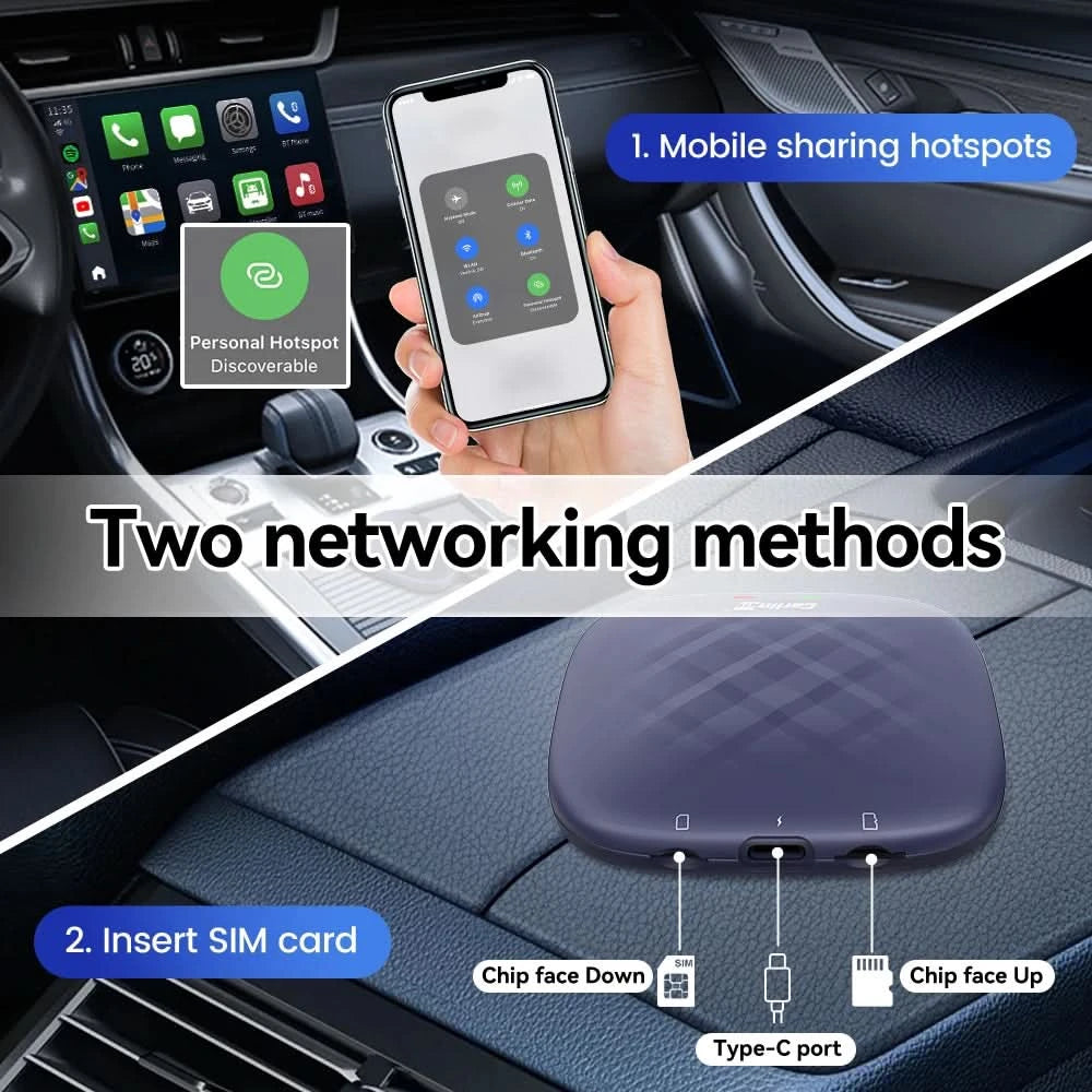 2026 NEW CarlinKit CarPlay Ai Box Qualcomm 8-Core Android 13 Wireless Carplay Android Auto Car Video TV Box WiFi SIM For Netflix