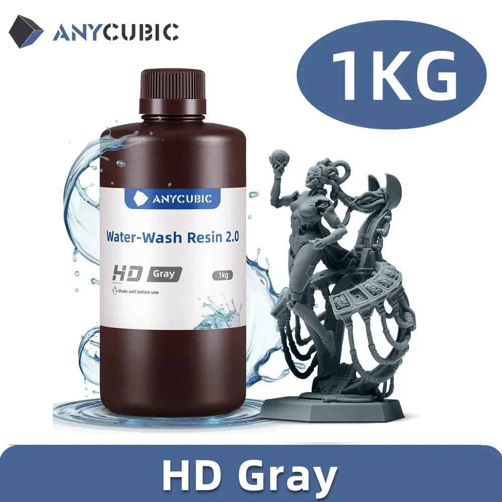 ANYCUBIC Wasserwaschbares Harz Geruchsarm Niedrige Viskosität 405nm UV-Harz für LCD-3D-Druck Hochpräzisions-3D-Druckerharz