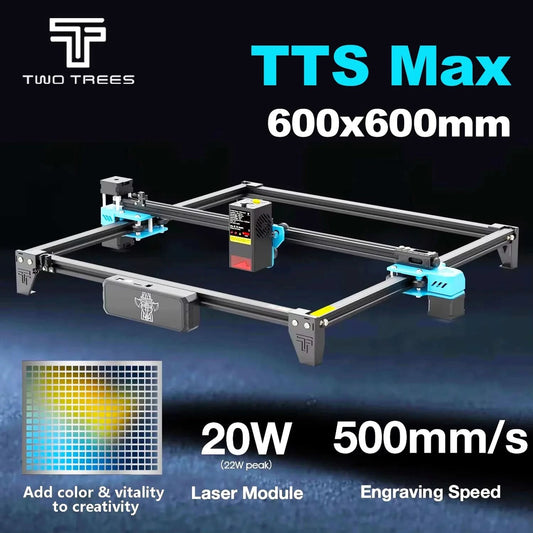 Twotrees TTS-20 Max Metal Laser Engraving Machine 600x600mm Work Area Laser Cutting Machine For Cutting MDF Acrylic Leather Wood