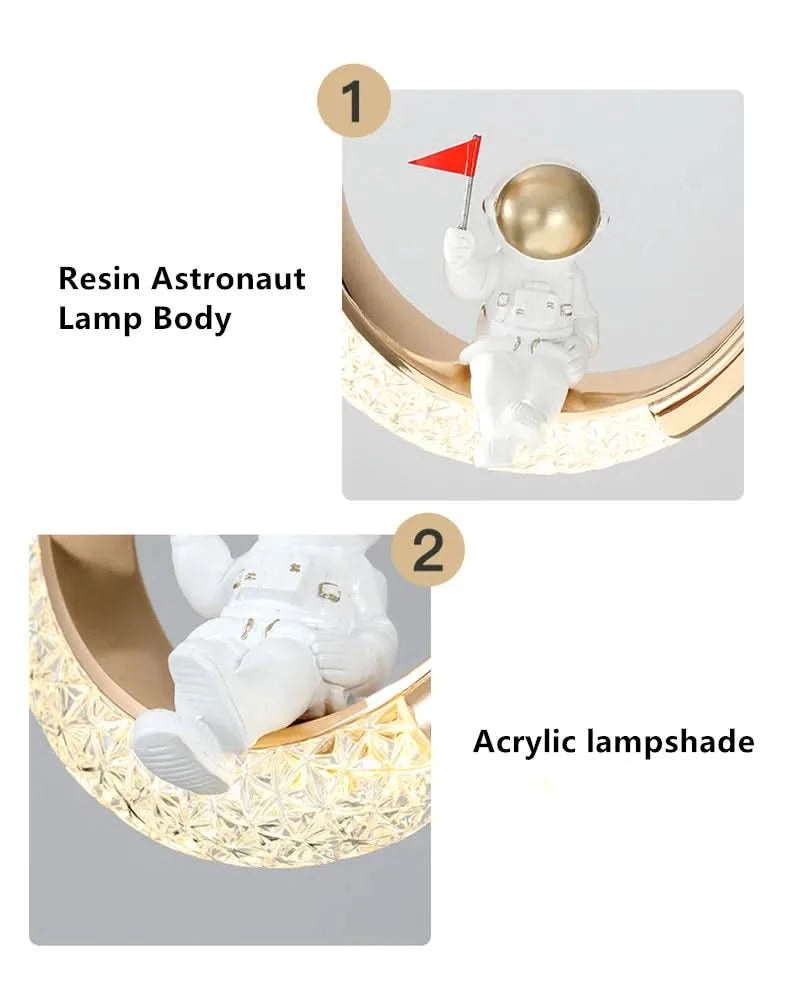 Children's Room Bedside Chandelier Modern Minimalist Light Luxury Cartoon Boy Girl Bedroom Moon Lamp Astronaut Small Chandelier
