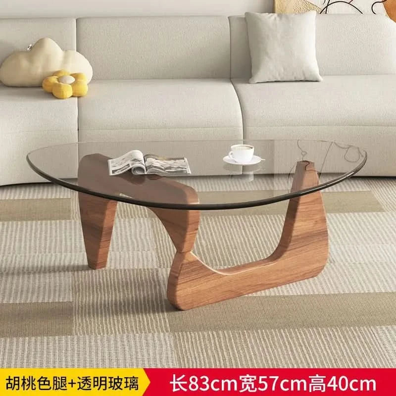 Modern simple creative round coffee table household small apartment living room tempered glass coffee table Internet celebrity